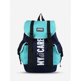 Preppy Style Colorblock Letter Pattern Outdoor Travel Backpack
