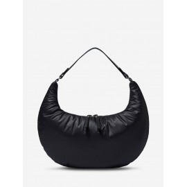 Women's Solid Color Puffer Down Quilted Crescent Moon Shoulder Bag