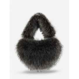 Women's Fashion Winter Fluffy Fur Semicircular Heart Shape Tie Dye Tote Bag