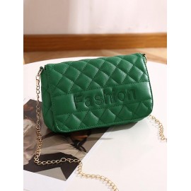 Letter Quilted Chain Crossbody Bag