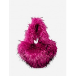 Women's Fashion Retro Heart Shape Fluffy Faux Mink Hair Party Tote Bag
